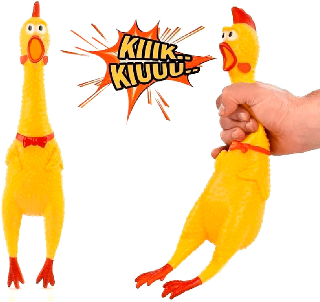 Pollo Chillón hule juguete/Mediano