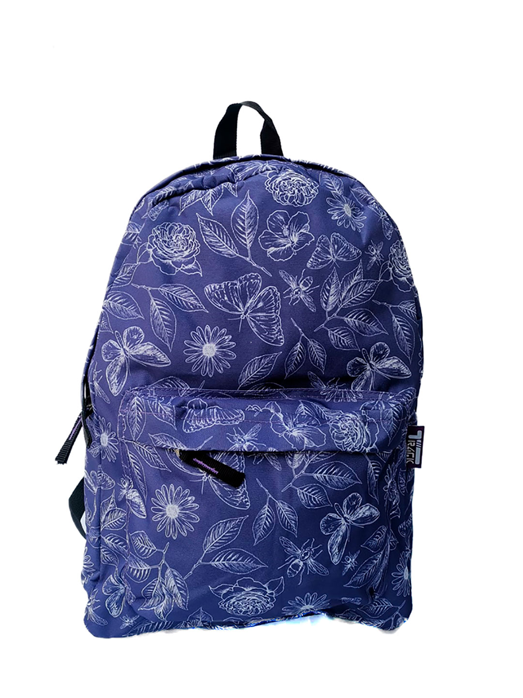 Mochila escolar color morado / decoración de flores