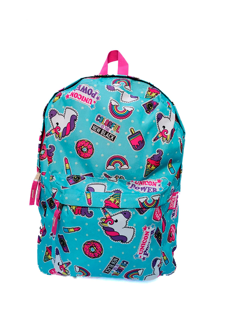 Mochila Escolar color azul - diseños de unicornios