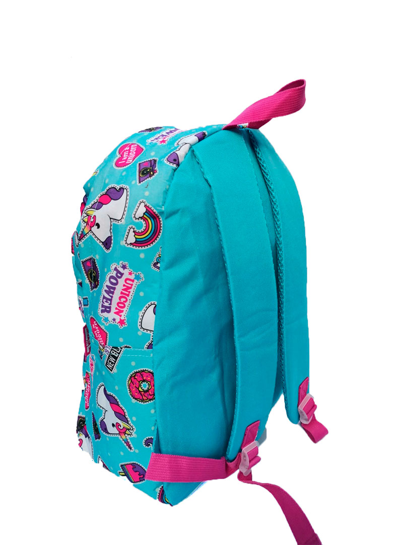 Mochila Escolar color azul - diseños de unicornios