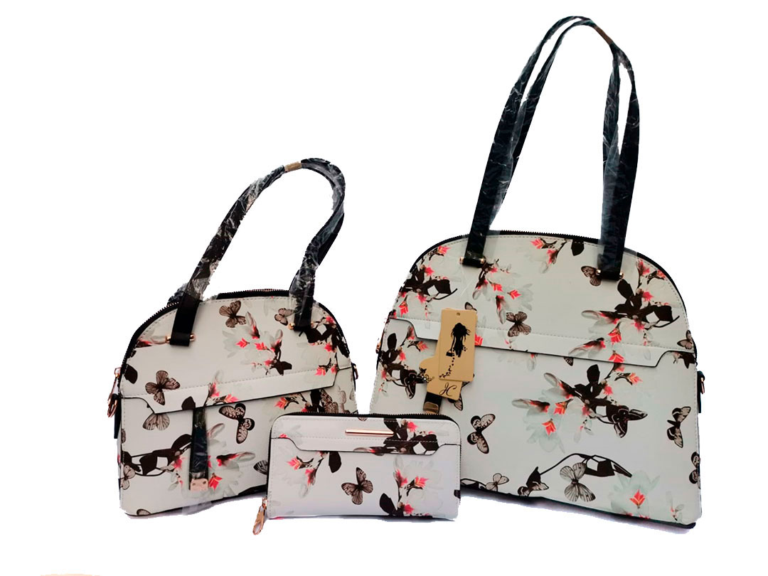 Set de 3 piezas color Blanco - Diseño en Flores y Mariposas