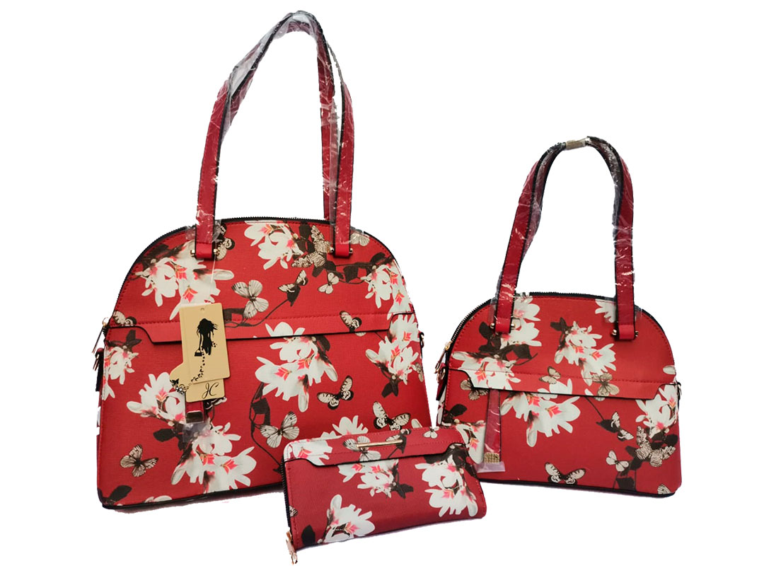 Set de 3 piezas color Rojo - Diseño en Flores y Mariposas