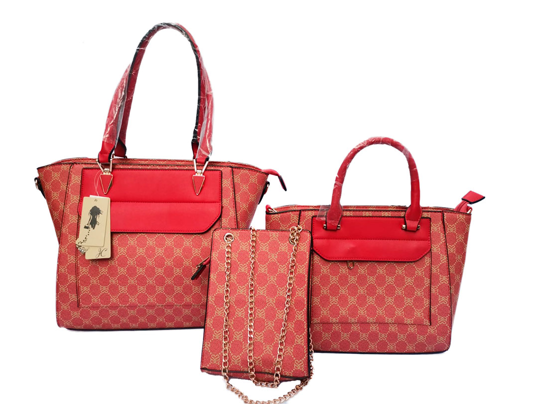 Set de 3 piezas en color Rojo - Diseño en circulos