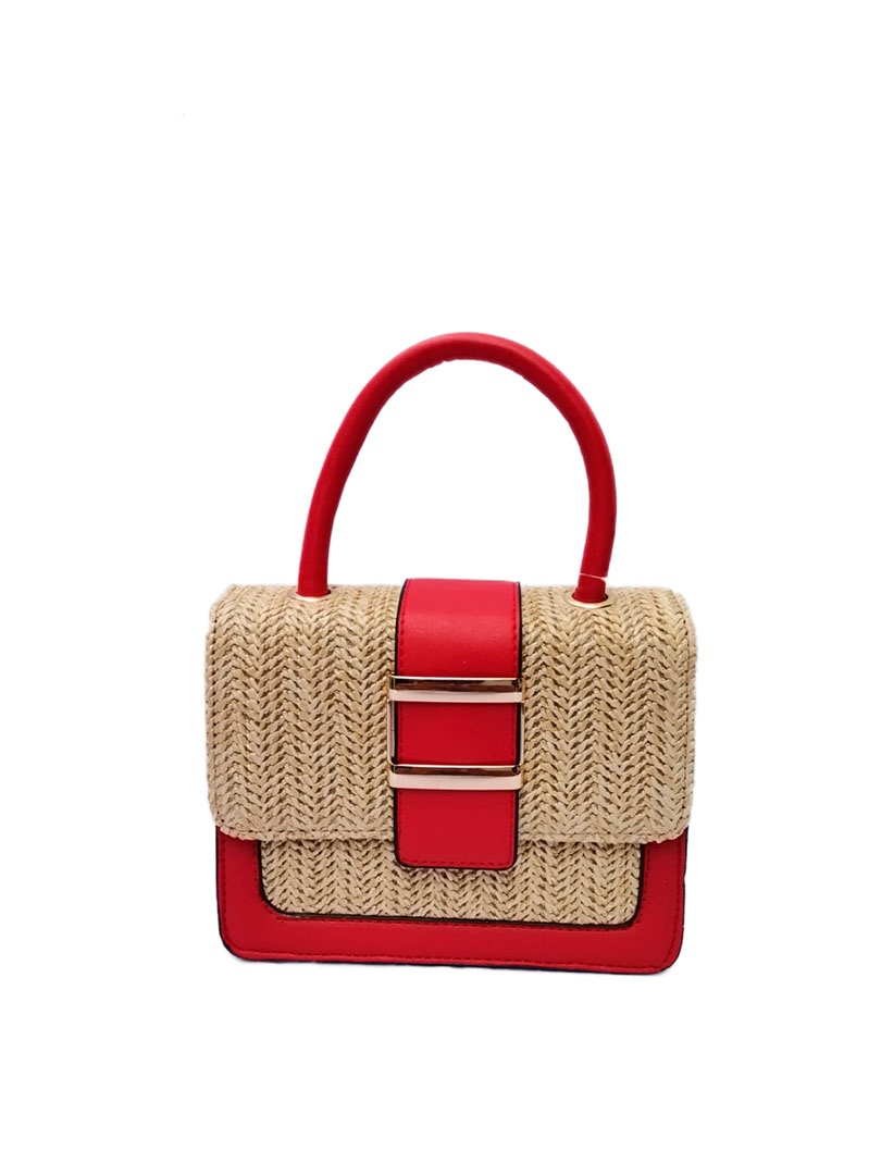 Crossbody en color Rojo - Simulación Mimbre