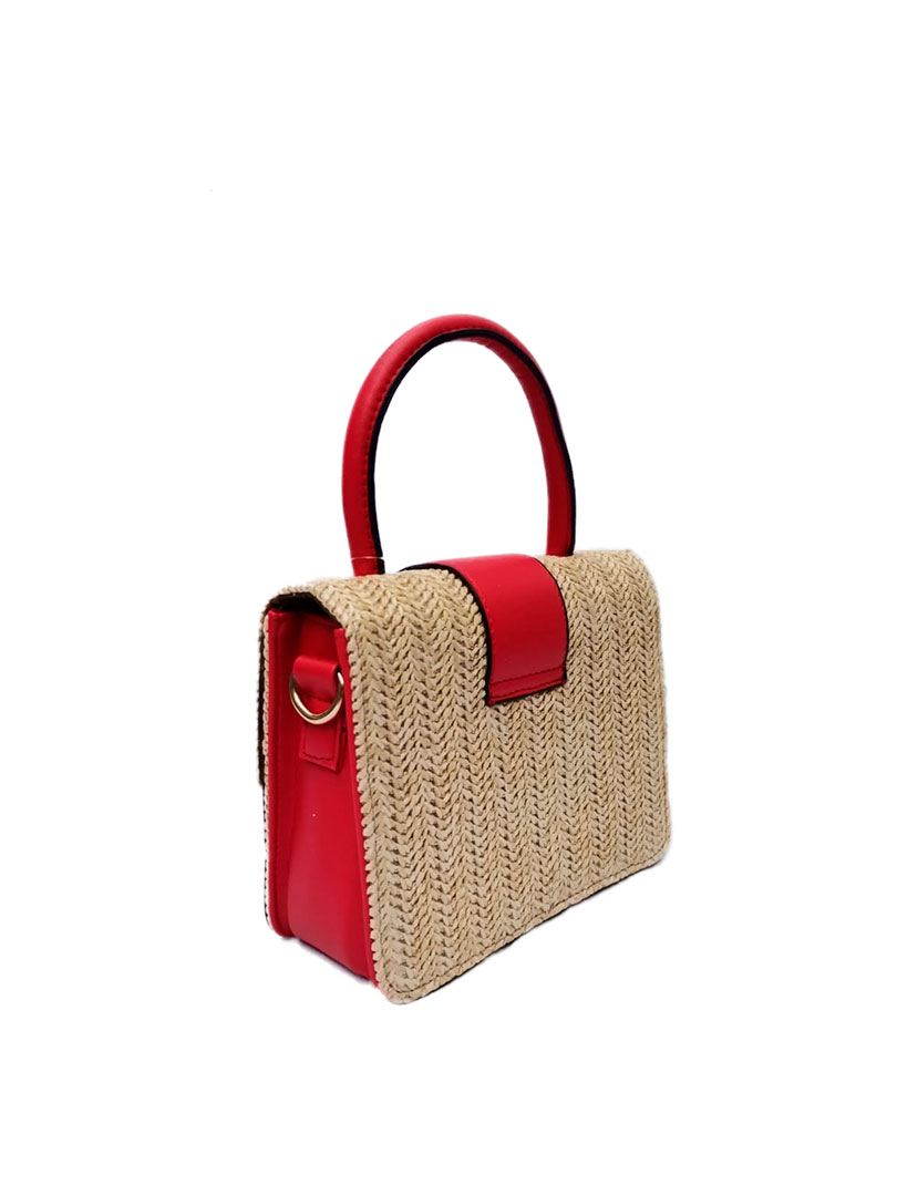 Crossbody en color Rojo - Simulación Mimbre