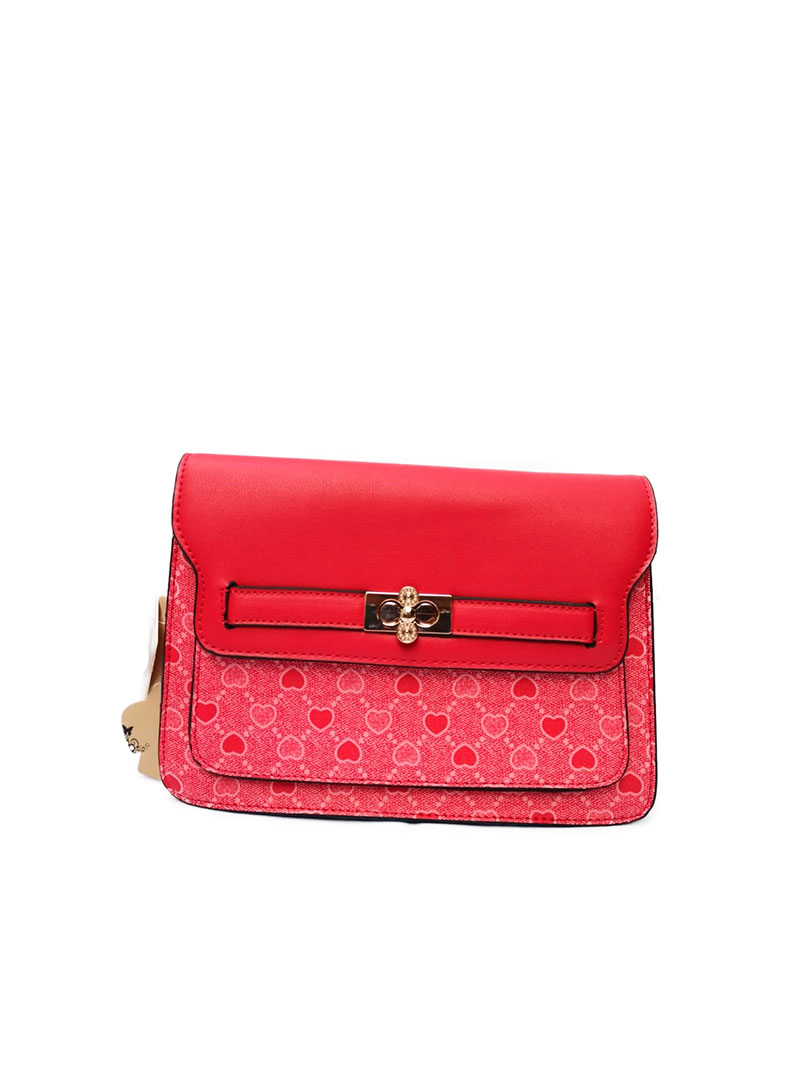 Crossbody en color Rojo - Diseño en corazones